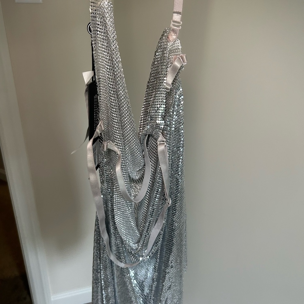 White Fox Boutique Silver Backless Slip Dress - Picture 5 of 6